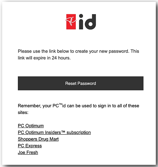 reset PC™ ID password